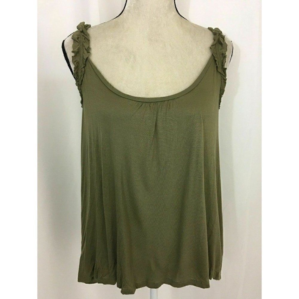 Soft Joie Womens Solid Taupe Brown Scoop Neck Tank Top Small